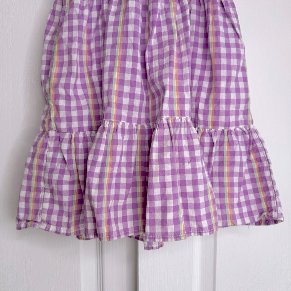 Cat & Jack Gingham Floral Embroidered Cotton Summer Mini Dress Lavender White 8 - Picture 7 of 12